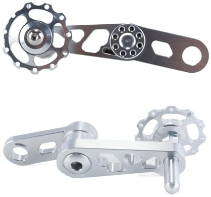 Durlo Tensor de cadena de bicicleta de aleación de aluminio para exteriores, de una sola velocidad, plateado, ligero, accesorio de repuesto para bicicleta.