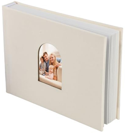 Album Fotografico Scrapbooking, Lino Design della finestra DIY Scrapbook 2x3 Pollici, 52 Tasche Istantanee Mini, con Spazio per Scrivere, Fotolibro Ricordi Nascita Matrimonio Travel Journal