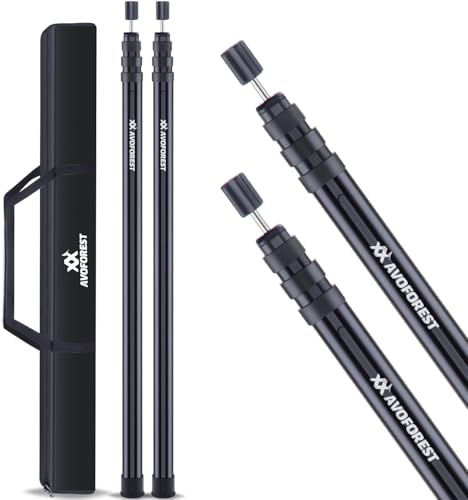 Tarp Poles Heavy Duty Adjustable - AVOFOREST 9.2FT Aviation Aluminum Telescoping Tent Poles, Wind-Resistant Awning Collapsible Poles with Protection Cap for Large Canopy - RV - Beach Tents (Set of 2)