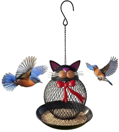 para pájaros – Lindo para Gatos para Exteriores, Estante Colgante de Metal Resistente, decoración de jardín, solución Simple de alimentación de Animales Salvajes para Patios, Patios