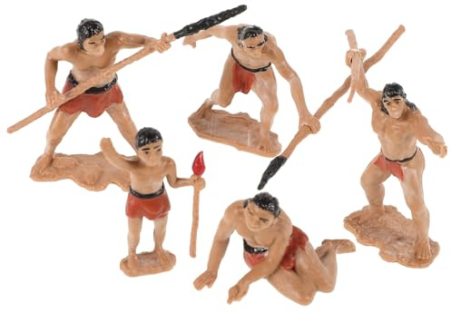 SUPVOX Kit 5 Pezzi Scene Uomini Primitivi in Resina per Modellismo Design Realistico e Dettagliato, per Decorazione e Paesaggio da Tavolo di Sabbia