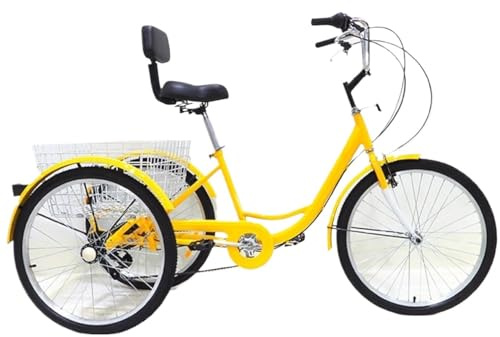 Justerbar lastcykel, 24 tum vuxen trehjuling 7-växlad kolstålram 120 kg lastkorg Flerfärgad