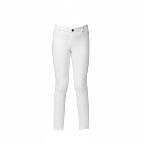 KESOTO Pantalones de Equitación para Niños Pantalón Breeches Infantil Malla Ecuestre Ropa de Monta con Soporte para Adecuados para Clases Entrenamientos Competición Uso Diario, White, 140