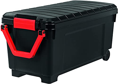 Iris Ohyama, Große Kunststoff-Aufbewahrungsbox, 170 l Garagen-Aufbewahrungsbox, BPA-frei, SIA-1000, Schwarz, Stapelbar, Verschlussklammern – B104 x T50 x H50 cm
