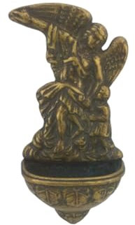 artigianatodaloise - Acquasantiera con angelo in ottone anticato artigianato made in Italy - Acquasantiera 2