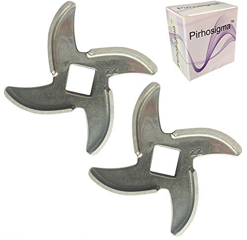Pirhosigma 2 pcs Size #22 Chef Meat Grinder Stainless Steel Cutter Knife Blade for Electric or Manual Metal