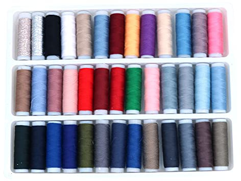 ANCLLO Sytråd, blandad 39 färger 150 m regnbåge blandade färger polyester bomullstråd set idealisk för handsymaskin sömnad stickning sömmar
