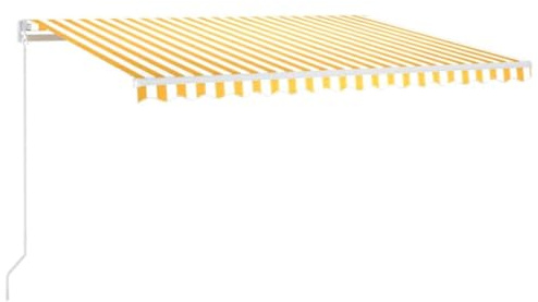 vidaXL Markis automatiskt infällbar 450x300 cm gul och vit