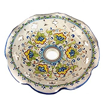 Coppa grande 30 cm in ceramica siciliana Santo Stefano di Camastra attacco grande E27 ricambio per lampadario sospensione decoro fiori