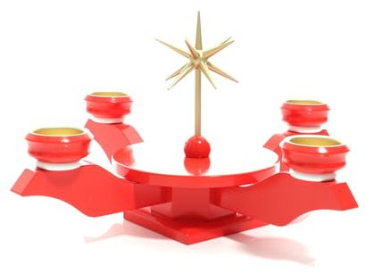 Rudolphs Schatzkiste Weihnachtsdeko Adventsleuchter mit Teelichter rot BxH 38 x 38 cm NEU Leuchter Hängeleuchter Advent Kerzen Dekoration Seiffen Erzgebirge Holz Weihnachten