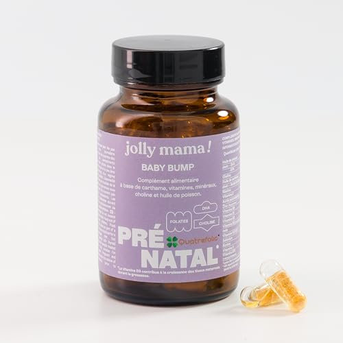 Jolly mama! Baby Bump | Multi-Vitamines Grossesse | Avec DHA, Choline, Vitamine B9 Active Quatrefolic | Fabriqué en France | Cure 1 Mois, 60 Gélules