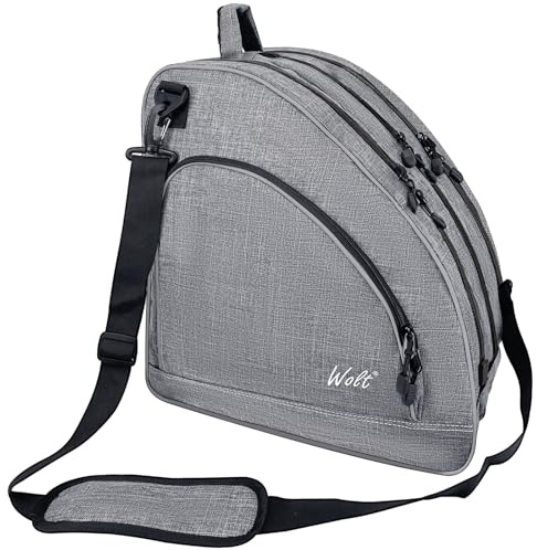 WOLT Ice Skate Bag - Inline Roller Skate Bag with Adjustable Shoulder Strap for Both Youth and Adults, Grey