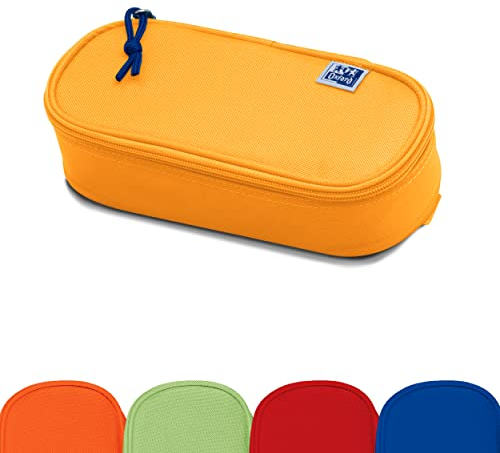 Oxford Federmäppchen für Mädchen und Jungen, oval, mit Stiftehalter, langlebig, gelb