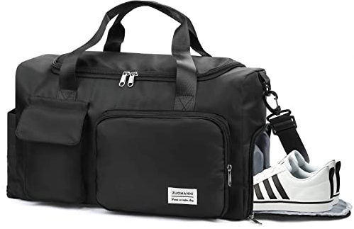 Feelhap Sporttasche Damen Reisetasche Herren,Gepäcktasche Große Weekender Fitnesstasche mit Schuhfach und Nassfach,Wasserabweisende Urlaubstasche Trainingstasche Gym Bag für Damen Herren (Schwarz)