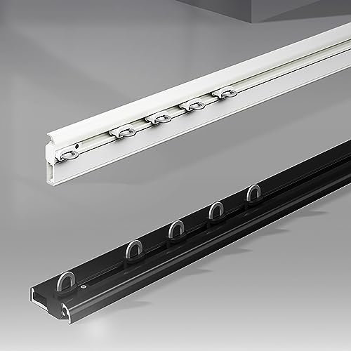 Vorhangschienensystem, Ultradünne (7,1mm) Gardinenschiene, Tragfähigkeit 20kg, 1M, 1,2M, 1,5M, 2M, 2,5M, 3M, 3,5M, 4M, Gardinenstangen Für Küche, Schlafzimmer, Badezimmer, Weiß/schwarz ( Color : White