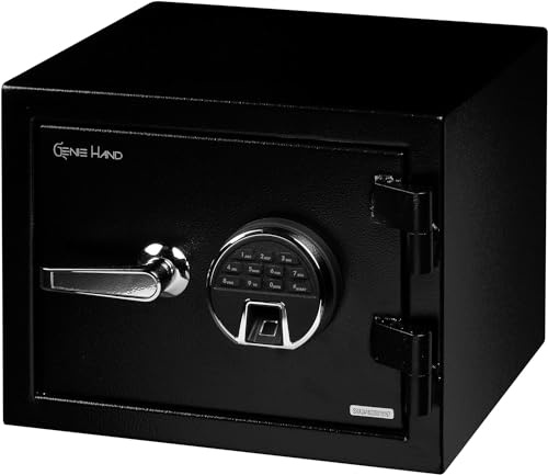 Genie Hand | Caja Fuerte Ignífuga con Apertura por Huella Dactilar, Combinación y Llaves, Cajas Fuertes de Seguridad con Cerradura Antibote 100% Acero Inoxidable