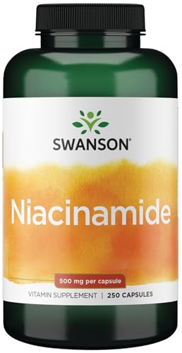 Swanson, Niacinamide, 500mg, Vitamina B3, Sin Enjuague, 250 Cápsulas, Alta Dosificación, Testado en Laboratorio, Sin Soja, Sin Gluten, Sin OGM