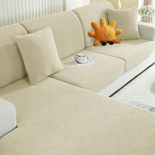 Ystyle Funda Asiento Sofa, Funda Cojin Sofa Ajustable, Funda Sofa Cojines Separado, Fundas De Cojín Elástico, Universal Fundas De Asientos Sofá (1 Asiento, Beige)