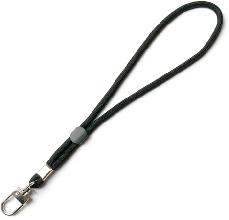 trage.band® kurzes verstellbares Handgelenk-Trageband mit Karabinerhaken, schwarz