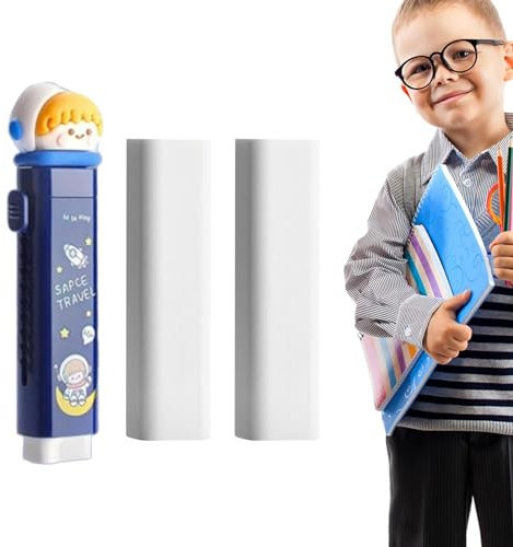 Lambo Gommes à pousser le haut - Gomme coulissante rétractable - Gommes Slide avec étui - Accessoires de rentrée scolaire avec étui et recharge - Extensible
