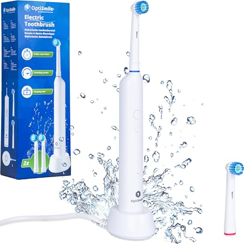 OptiSmile® Elektrische Zahnbürste met 3 Einzigartige Reinigungsmodi | Zahnbürste Elektrisch 8800 Umdrehungen pro Minute | Zahnbürste mit Intelligentem Timer, Ink. 2 Bürstenaufsätze | Weiß