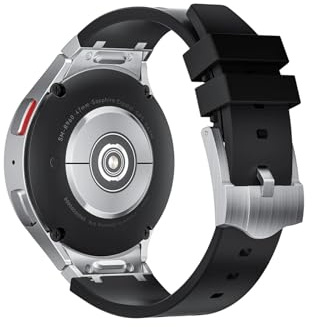 Flytande silikonrem Passar for Samsung Galaxy Watch 7 6 5 4 44mm 40mm/5pro 45mm Armband Bälte Passar for Samsung Watch 6 Classic 47mm 43mm Armband(Black silver,For Galaxy Watch 7 40mm)