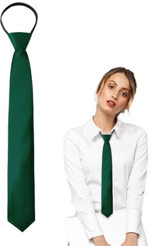 Luckyvestir Cravate pré-nouée noir/rouge pour femme avec fermeture éclair réglable, vert, 14.96 x 2.17
