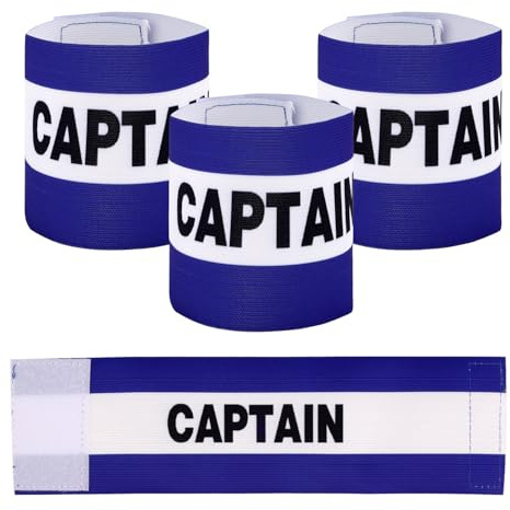 BOXOB 3pcs Captain Armbands Soccer, 31x8cm/12.2x3.15in Adjustable Breathable Leader Football Soccer Team Junior Arm Bands Kids (Royal, Style 2)