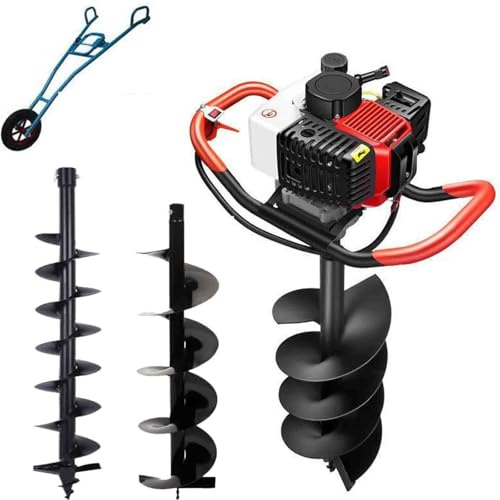 PixCy Mototrivella Benzina,Trivella Scoppio Professionale,199cc 4 Tempi, 3 Punte,per Aria,Giardinaggio/Recinzioni/Piantagione/Orti,Facile Trasportare & Usare,Giardinieri Professionisti 20/25/30cm