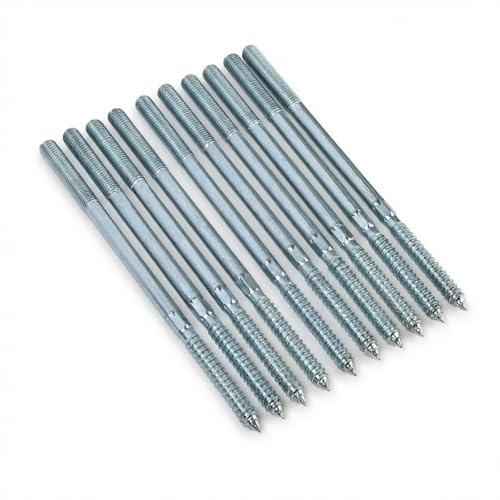 10 Pezzi Vite a Doppio Filetto M10 x 200 mm, Viti Prigioniere in Acciaio Zincato, Bulloni di Sospensione Torx, Barre Filettate a Doppia Estremità per Mobili inLegno e Applicazioni Industriali