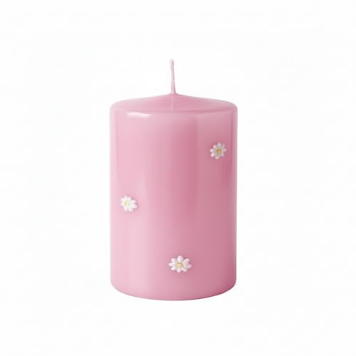 Cereria Di Giorgio - Vaxljus dekorerat med tusenskönor - Pulverrosa - Diameter 7 cm Höjd 10 cm - 55 timmars livslängd - Med presentpåse - Spring Collection - Hantverk