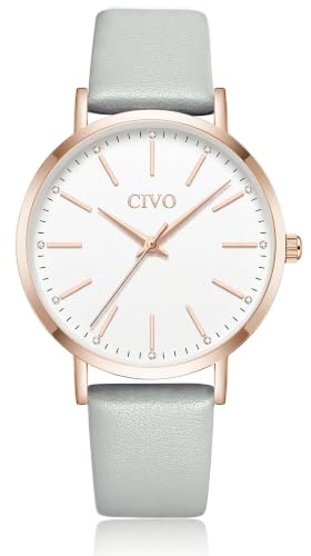 CIVO Montre Femme Business Analogique: Cadran Minimaliste Grand Format 38mm | Montre Habillée Chic - Cadeaux Élégants pour Femmes Actives - Anniversaire & Saint-Valentin