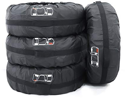 Large Tyre Covers Car Wheel Covers Suitable for Winter Summer Wheels Tyres Less Than 66 cm/80 cm Diameter ELR Black Premium 4 Pack