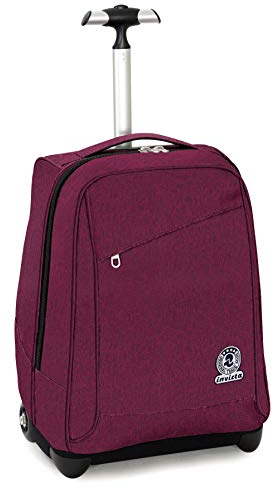 TROLLEY INVICTA BENIN, 2 in 1, Schulranzen mit Rollen, Rucksack mit Trolleyfunktion für Schule, Reisen, Mädchen&Jungen, violett, aus nachhaltigem Stoff