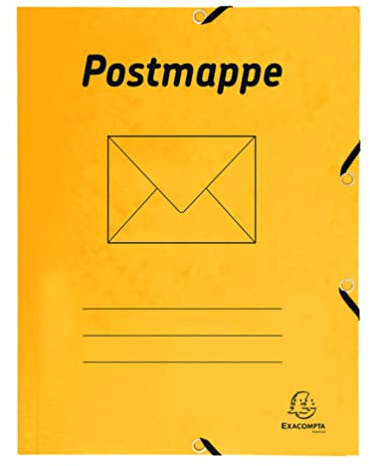 Exacompta 55549B Postmappe aus extra starkem Colorspan-Karton mit 3 Innenklappen DIN A4 mit 2 Gummizügen gelb Juris-Mappe Sammelmappe Dokumentenmappe für Büro und Schule, 1 Stück