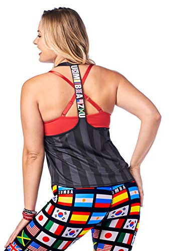 ZUMBA Active Backless Dance Fitness Tops Open Back Workout Tank Tops for Women, Bold Black 4, Small