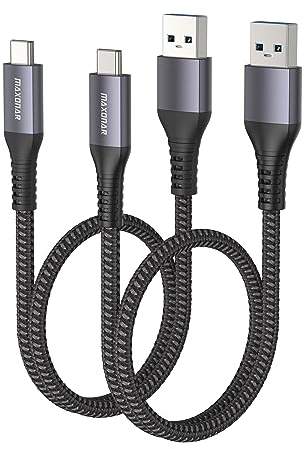 Maxonar USB C Kabel Kurz 50cm/0.5M [2Stück] 10Gbps USB3.2 Gen2 Datenkabel Typ C Android Auto QC3.0 3.1A USB A auf C Schnellladegerät für Samsung Note20 Galaxy S23/S22/S21 Galaxy Z Fold 5 Pixel 8 Pro