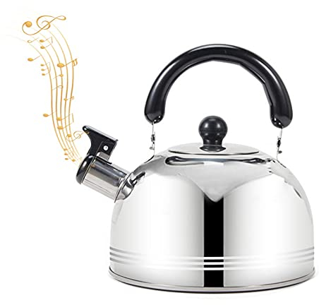 BeAteam 2L / 3L / 4L Bouilloire Sifflante Gaz Acier Inoxydable Théières pour Cuisinière Poignée Ergonomique pour Cuisinière, Cuisine, Intérieur, Extérieur, Randonnée, Pique-Nique, Camping