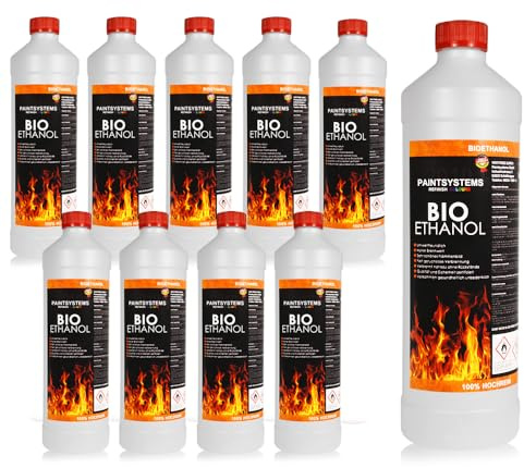 PAINTSYSTEMS REFINISH COLOURS Bio Alkohol 100% 2 x 5 Liter - BIOETHANOL für Alkohol-Kamine, Tischfeuer, Ethanolkamine, Alkoholbrenner, Terrassenfeuer, Raumfeuer, Standfeuer oder Gartenfeuer