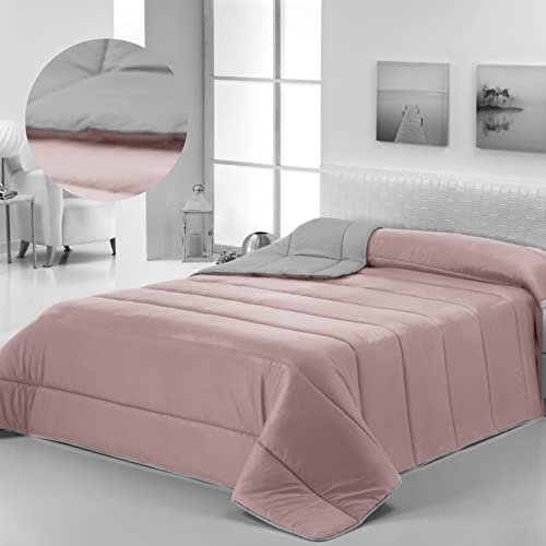 Donegal Collections - Edredón Nórdico Bicolor Reversible Cama 105/120 cm Color Nude/Gris. Edredón de Fibra 350 g /m3, Ligero, Tacto Suave, Transpirable Otoño/Invierno
