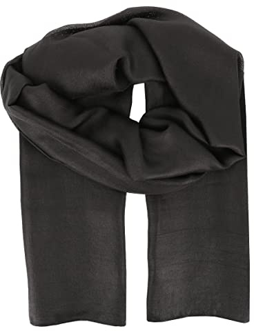 Moonbow bröllop stola satin – dam halsduk ceremonier – lång och rektangulär duk 200 cm x 40 cm – fin mjuk och lätt stor stola – tunn halsduk 100 % polyester – sidenchiffongeffekt, svart, 200cm x 140cm