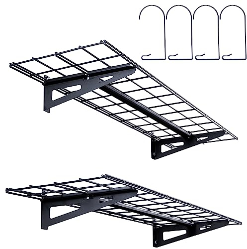 VEVOR Garage Storage Shelving, 2 Pack, 4 x 1 ft Heavy Duty Wall Mounted Shelves, 400 lbs Load Capacity Floating Rack, Suitable for Shop, Shed, Storage