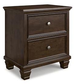 Signature Design by Ashley Danabrin Classic 2 Drawer Nightstand for Bedroom, 26.63 Tall, Dark Brown