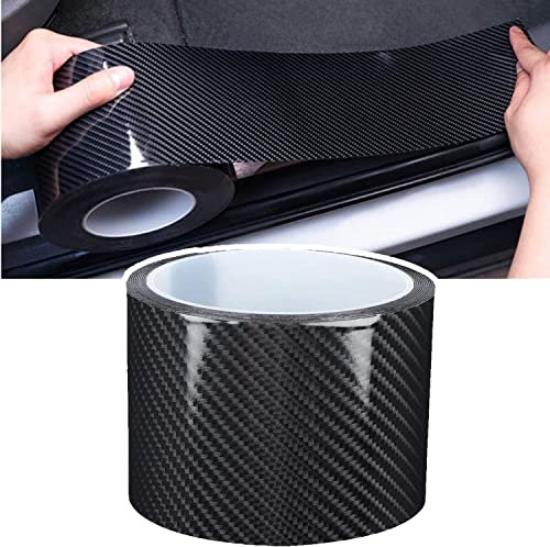 Universal 5D Carbon Fiber Door Edge Guard and Sill Protector - Car Body Wrap Film With Anti-Collision Protection Fits Most Vehicles (Black, 7cmx5m)