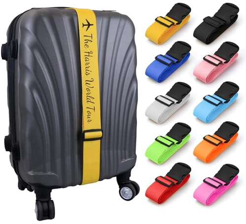 Personalised Luggage Strap for Suitcase, 1 Piece - Custom Luggage Strap with Name Embroidery, Thickened Luggage Belt with Quick Release Buckle, Travel Suitcase Strap, Adjustable Travel Bag Strap