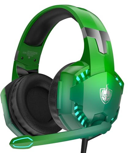 PHOINIKAS Casque Gaming pour PS4/PS5/Xbox One/Switch/PC, Pilote 50MM avec Son Surround 3D Bass, Micro Antibruit Réglable, Lumière LED
