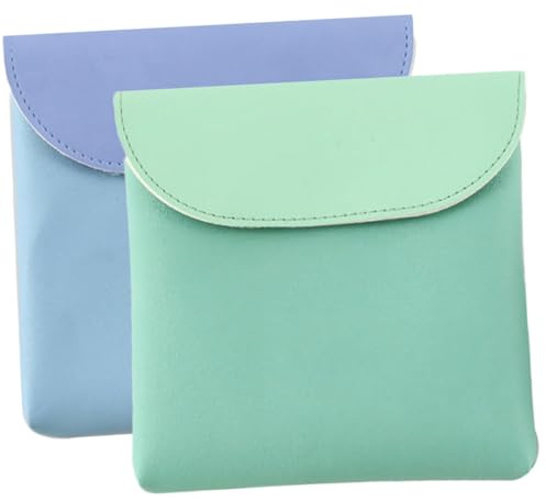 PACKOVE Bolsa Para Compresas Higiénicas y Bolsa Menstrual Femenina 2 Unidades Tamaño Mini De Pu Resistente Verde y Azul Para Almacenamiento Portátil Uso Diario y Viaje Discreto