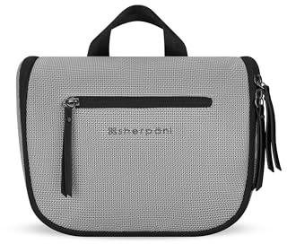 Sherpani Co-Pilot, Travel Toiletry Bag, Hanging Cosmetic Organizer, Water Resistant Makeup Bag, Shower Dopp Kit, Essentials Toiletries for Women, Travel Gift (Sterling)