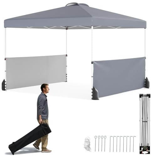 COSTWAY Paviljong 3 x 3 m, vikbar paviljong med 2 sidoväggar och väska, inkl. 4 vindsegel och 4 sandsäckar, 8 pinnar och 4 ankare, vattentät vintersäker trädgårdspaviljong för fest, festivalmarknad