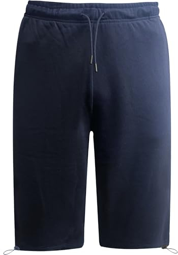 WJL WHISPERING JONES LONDON Mens Jogging Shorts Long Below Knee Baggy Cotton Jersey Fleece Bottoms Menswear Fitness Three Quarter Modestwear Sizes S-2XL, Plain - Dark Navy, XXL
